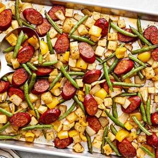 Cajun Sheet Pan Sausage and Vegetables
