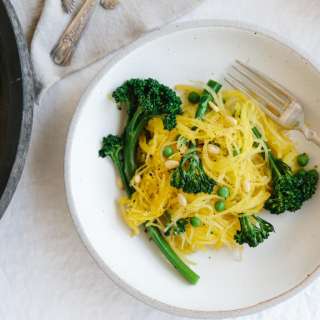 Spaghetti Squash with Broccolini and Truffle Oil