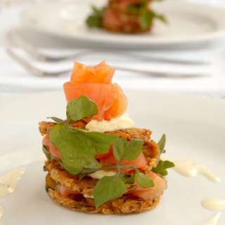 Potato Rösti with Smoked Salmon & Dill Crème Fraiche