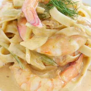 Prawns Fettuccine with Pernod Cream Sauce & Fennel