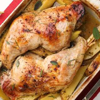 Baked Turkey Legs with Prunes & Potatoes