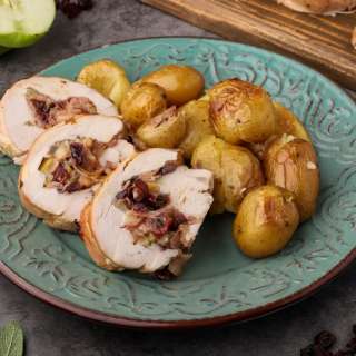 Rolled Turkey Breast with Bacon, Mushrooms & Apples