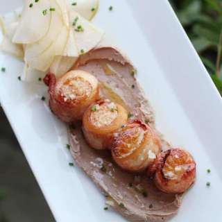 Bacon Wrapped Scallops with Asian Pear Salad