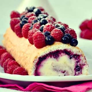 Raspberry & Blueberry Swiss Roll