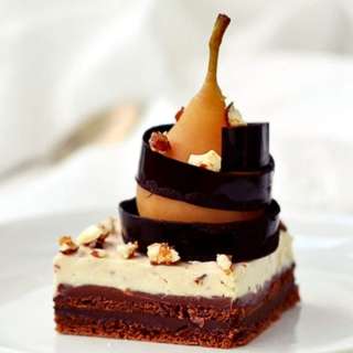 No Flour Poached Pear Chocolate Cake