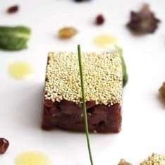 Venison Tartare with Amaranth & Chestnut Mustard