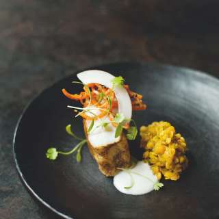 Monkfish Masala with Red Lentils & Pickled Carrots