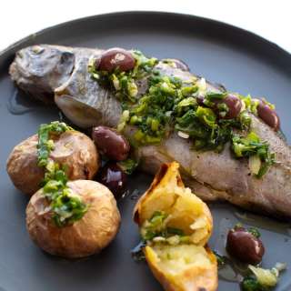 Baked Whole Trout with Baked Potatoes & Salsa