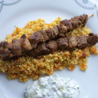 Lamb Kebabs with Couscous and Tzatziki