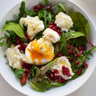 Mozzarella & Poached Egg Salad with Blackberry Vinaigrette