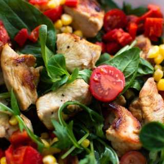 Marinated Grilled Chicken Salad with Roasted Peppers