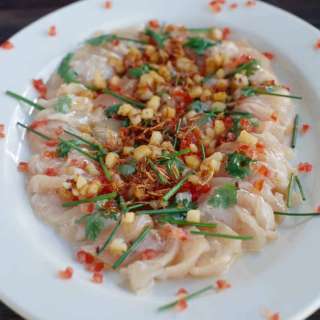 Mackerel Sashimi with Hot Shallot Oil & Chili