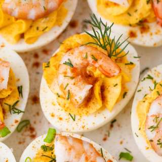 Deviled Eggs with Old Bay Shrimp