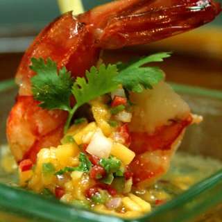 Steamed Prawns with Papaya-Honey Salsa