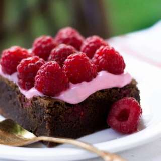 Raspberry Brownies with Raspberry Foam