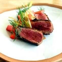 Mallard Duck Breast with Rhubarb, Fennel and Honey