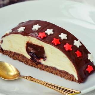 Chocolate Cheese Mousse Cake w/ Cherry Jam