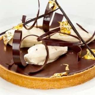 Almond, Coffee & Chocolate Tart with Mascarpone Cream
