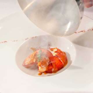 Poached Lobster on Parsnip Puree & Paprika Butter Sauce