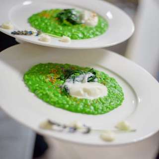 Nettle & Green Herb Risotto with Goat Cheese
