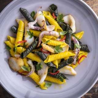 Garganelli with Squid and Saffron