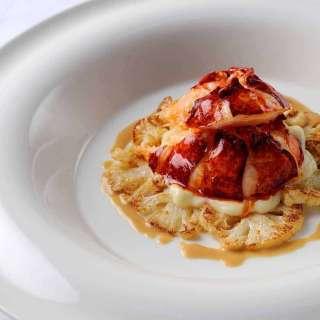 Poached Lobster Tail w/ Cauliflower Puree and Lobster Butter Sauce