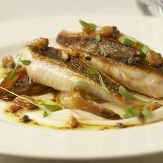 John Dory with Orange Glazed Endive & Cauliflower Puree