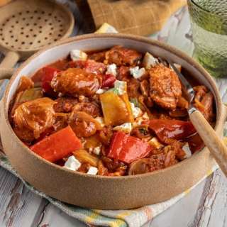 Spentzofai (Greek Sausage & Peppers Stew)