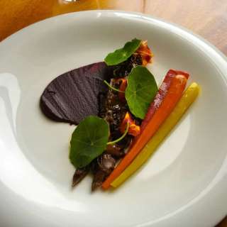 Wagyu Oxtail, Heirloom Carrots, Pickles, Nasturtium