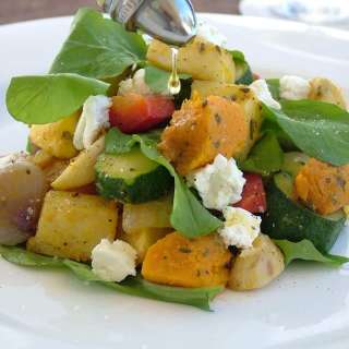 Warm Roast Veggie Salad with Cheese