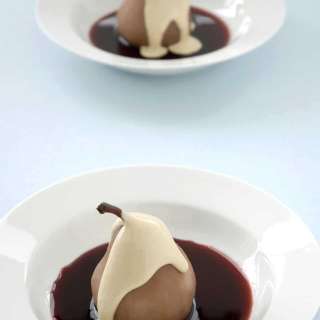 Wine Poached Pears with Marsala Sabayon