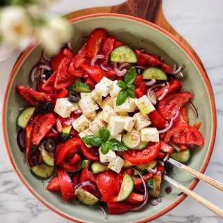 Traditional Greek Salad with Feta Cheese