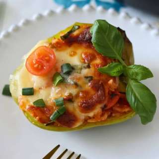 Italian Stuffed Peppers with Rice, Veggies, and Mozzarella