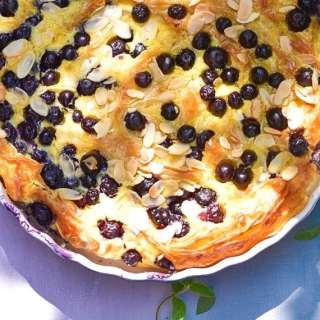 Souffra: Greek Custard Cake with Blueberries