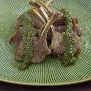 Grilled Lamb Chops with Mint & Walnut Pesto