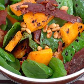 Spinach & Butternut Squash Salad w/ Crispy Prosciutto