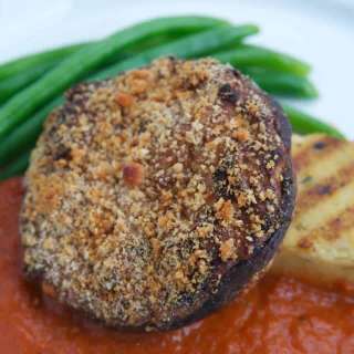 Stuffed Mushrooms on Herbed Polenta w/ Buttered French Beans