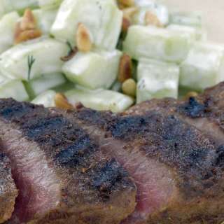 Barbecued Lamb Backstrap with Cucumber & Dill Salad