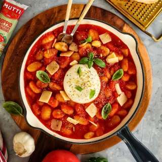 Quick & Creamy Gnocchi w/ Tomato Sauce & Burrata