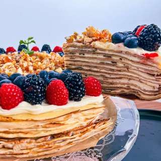 Berry Jam & Mascarpone Crêpe Cake
