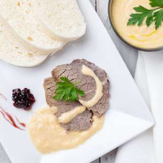 Svíčková na Smetaně (Roast Sirloin in Sour Cream Sauce w/ Dumplings)