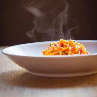 Delfina’s Spaghetti with Plum Tomatoes, Garlic, Chili Flakes and Extra Virgin Olive Oil