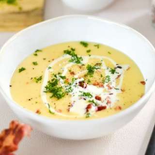Creamy Cauliflower Potato Soup w/ Crispy Bacon