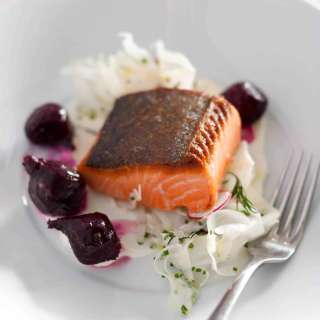 Pan Roast Salmon with Roasted Beetroot & Herbs