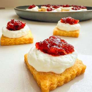 Parmesan Thyme Shortbread with Feta Spread and Cranberry Sauce