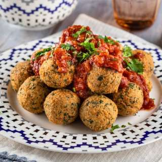 Chickpea Fritters with Spicy Sauce
