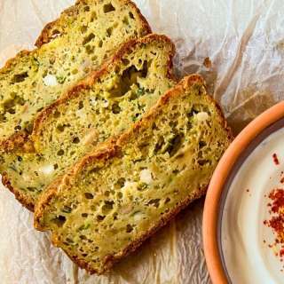 Zucchini Bread with Garlic Labneh