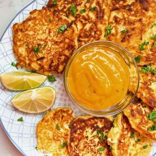 Kohlrabi Fritters with Mango Lime Sauce