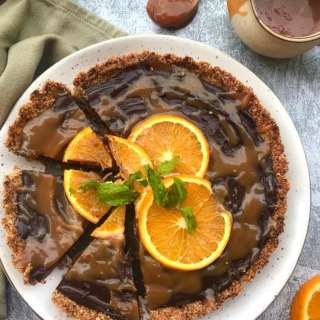 Salted Caramel & Chocolate Tart w/ Almond Oats Crust