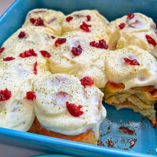 Matcha Cranberry Rolls with Cranberry Jam and Cream Cheese Frosting